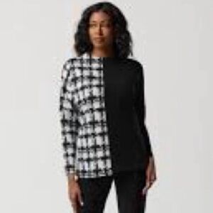 NWT Joseph Ribkoff Canada Plus Sz 16 Houndstooth Sweater Black And White